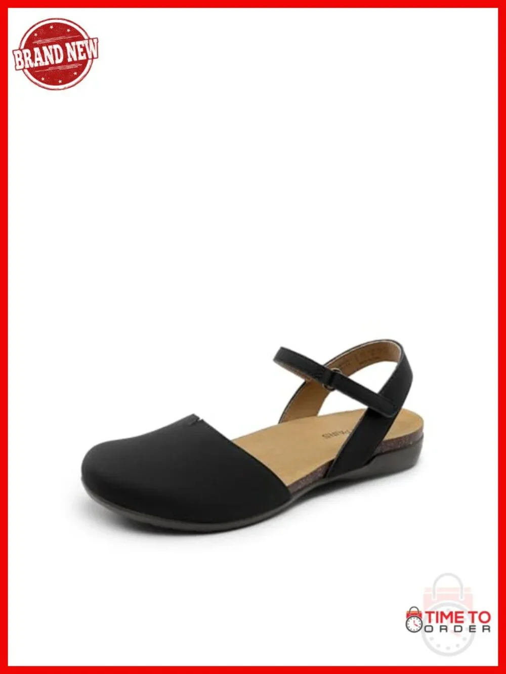 Memory Foam Cork Arch Support Closed Toe Flat Sandals